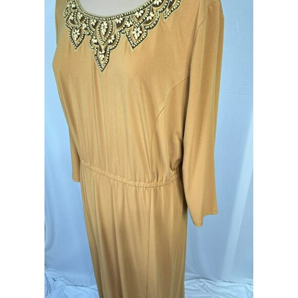 Bob Mackie Large Yellow Gold Wearable Art Dress With Beaded Neckline - Picture 9 of 12